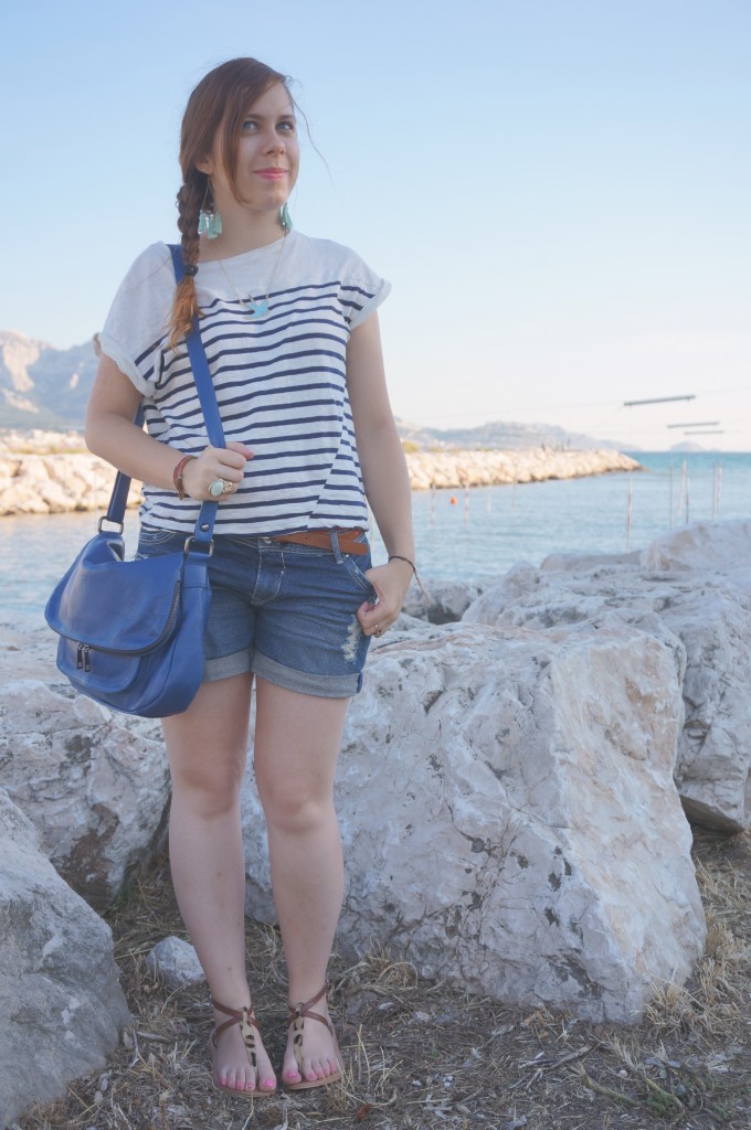 look marinière short en jean