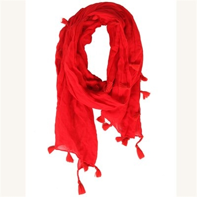 foulard pompoms rouge