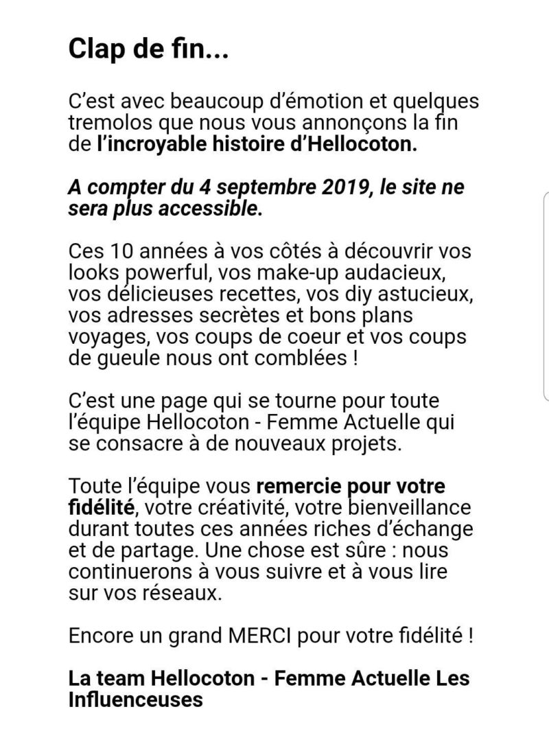 fermeture hellocoton