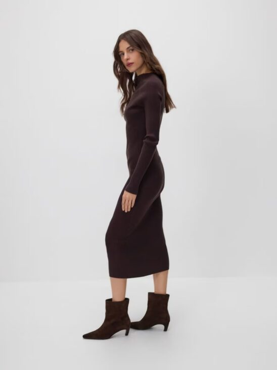 robe longue près du corps femme à manches longues